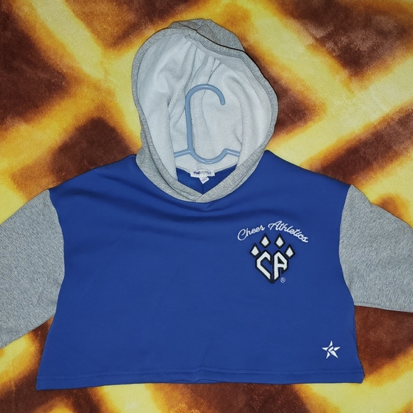 YM Brand NEW Rebel crop sweatshirt royal blue/grey - Picture 3 of 4